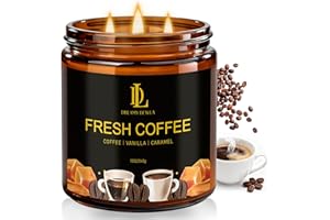 DL DREAMY DEWLA Fresh Coffee Scented Candle, 12oz 60 Hour Long Lasting Candles, Large 3 Wick Natural Soy Candles for Home Scented, Candle Gifts for Women Men