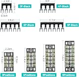 Knpwer 24Pcs Terminal Block Strip Kit 600V 15A Dual Row Screw Barrier Jumper view 2