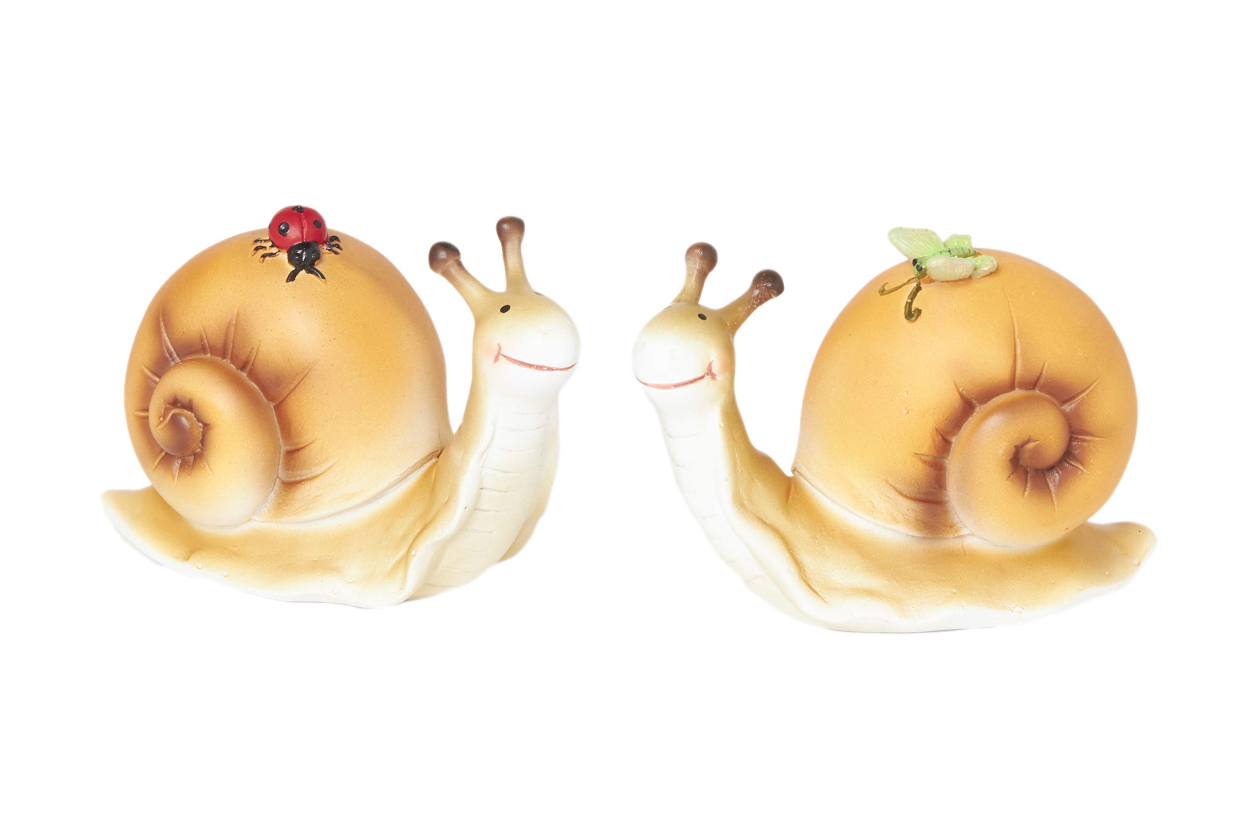 HEITMANN DECO 1983028 Snails with Butterfly and Ladybird - Decorative Figurine - Garden Decoration - Living Room Decoration - Spring Decoration - Easter - Set of 2 - Small - Orange