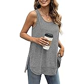 WIHOLL Loose Fit Tank Tops for Women Scoop Neck Summer Side Split Sleeveless Shirts 2026 Fashion