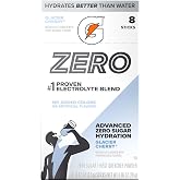 Gatorade Zero Sugar Powder Sticks, Glacier Cherry, Makes 20 fl oz, (8 Pack), Electrolyte Powder Drink Mix for Hydration, Zero Sugar