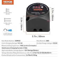 VEVOR Dual Battery Isolator Kit, 12V 140Amp, Manual