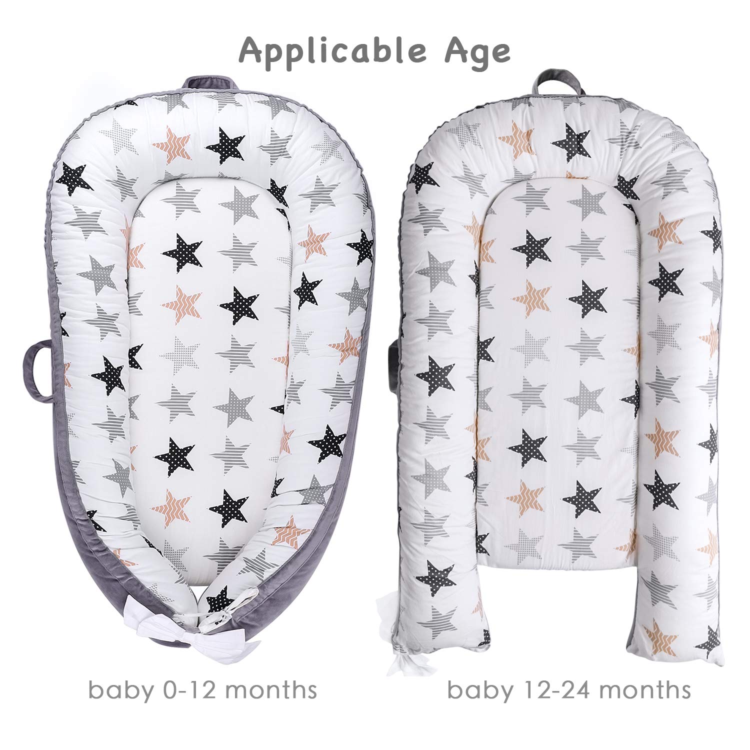 Baby Lounger, Baby Nest Portable Infant Bassinet 100% Cotton Breathable Co-Sleeping Baby Bed (Stars): Baby