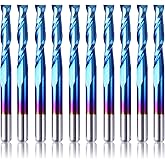 SainSmart Genmitsu 10Pcs Nano Blue Coat Flat Nose End Mill CNC Router Bits, 1/8" Shank Spiral Upcut 2 Flute End Mill Set (3.1