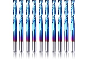 SainSmart Genmitsu 10Pcs Nano Blue Coat Flat Nose End Mill CNC Router Bits, 1/8" Shank Spiral Upcut 2 Flute End Mill Set (3.1