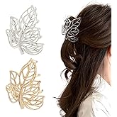 2 Pcs Leaf Hair Clips Exquisite Hollow Out Leaves Shaped Metal Claw Clips for Women Hair Accessories(Gold&Silver)