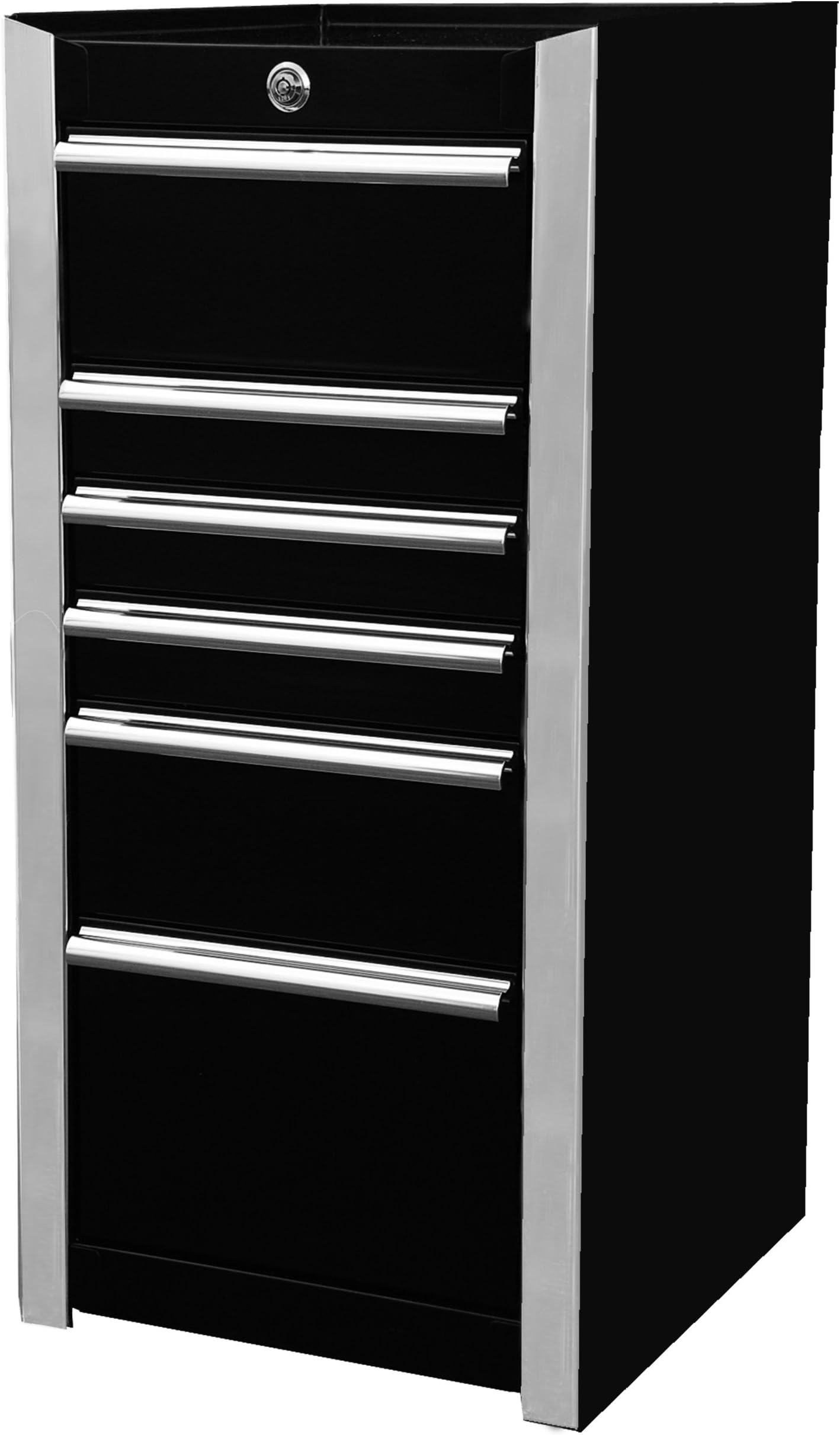 Extreme Tools EX1606SBBK 6-Drawer Side Box with Ball Bearing Slides, 16-Inch, Black High Gloss Powder Coat Finish