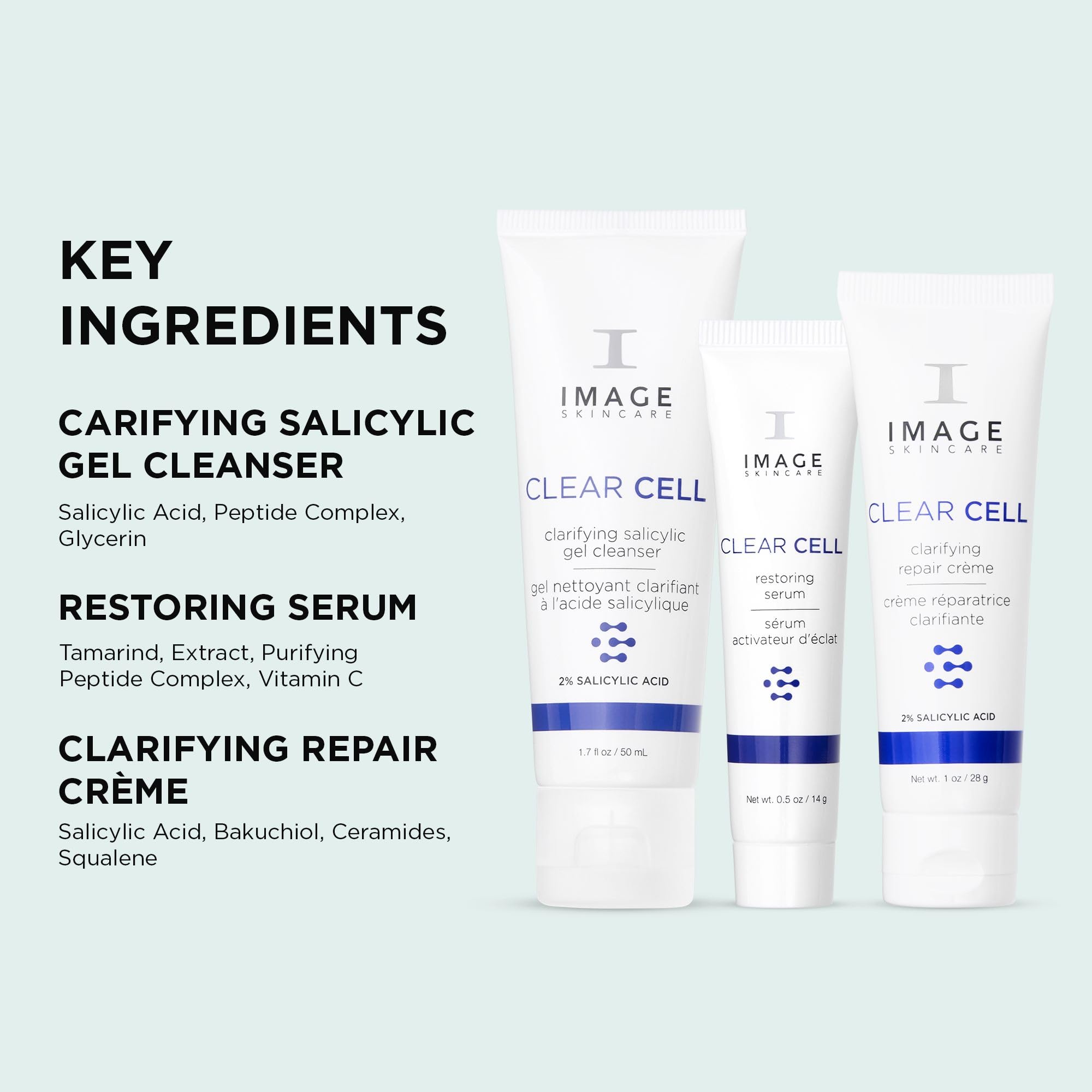 IMAGE Skincare, Clear Cell Skin Care Holiday Gift Set for Teens, 3-Step Regimen with Cleanser, Serum and Moisturizer, Travel Size