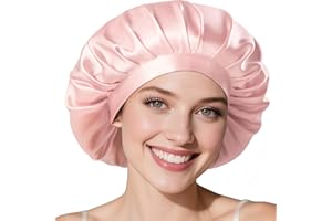 LitBear 100% Mulberry Silk Bonnet for Sleeping Women, 22 Momme Adjustable Sleep Bonnet for Curly Hair, Breathable Night Cap