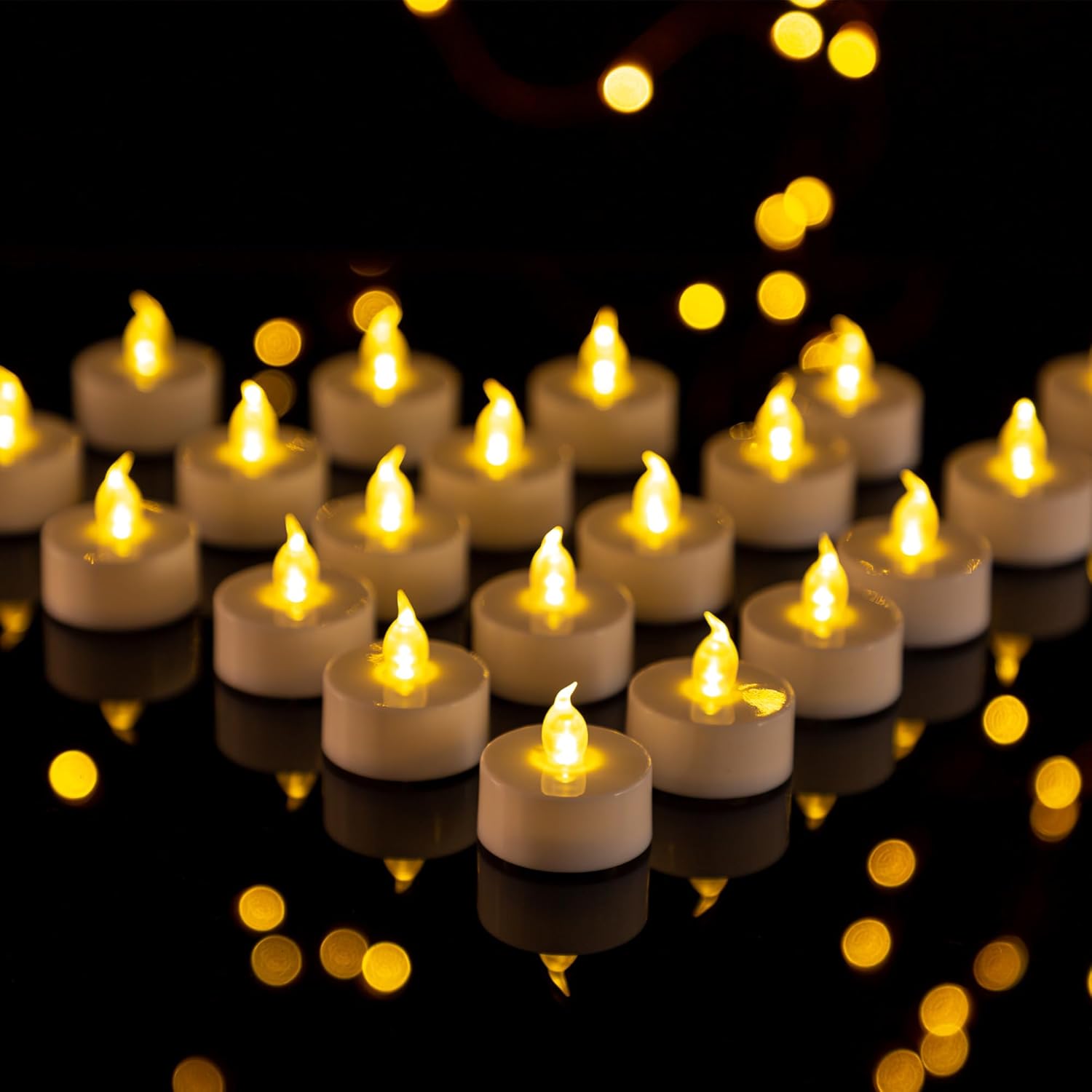 Lighting - simile LED Candles, 50-Pack Tea Lights Candles Battery Operated LED Flickering Votive Candle Long Lasting 200 Hours,Realistic and Bright for Halloween Christmas Wedding Decor