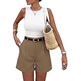 BTFBM 2 Piece Sets for Women Summer 2026 Sleeveless Matching Short Sets Tank Crew Neck Airport Travel Outfits Pockets