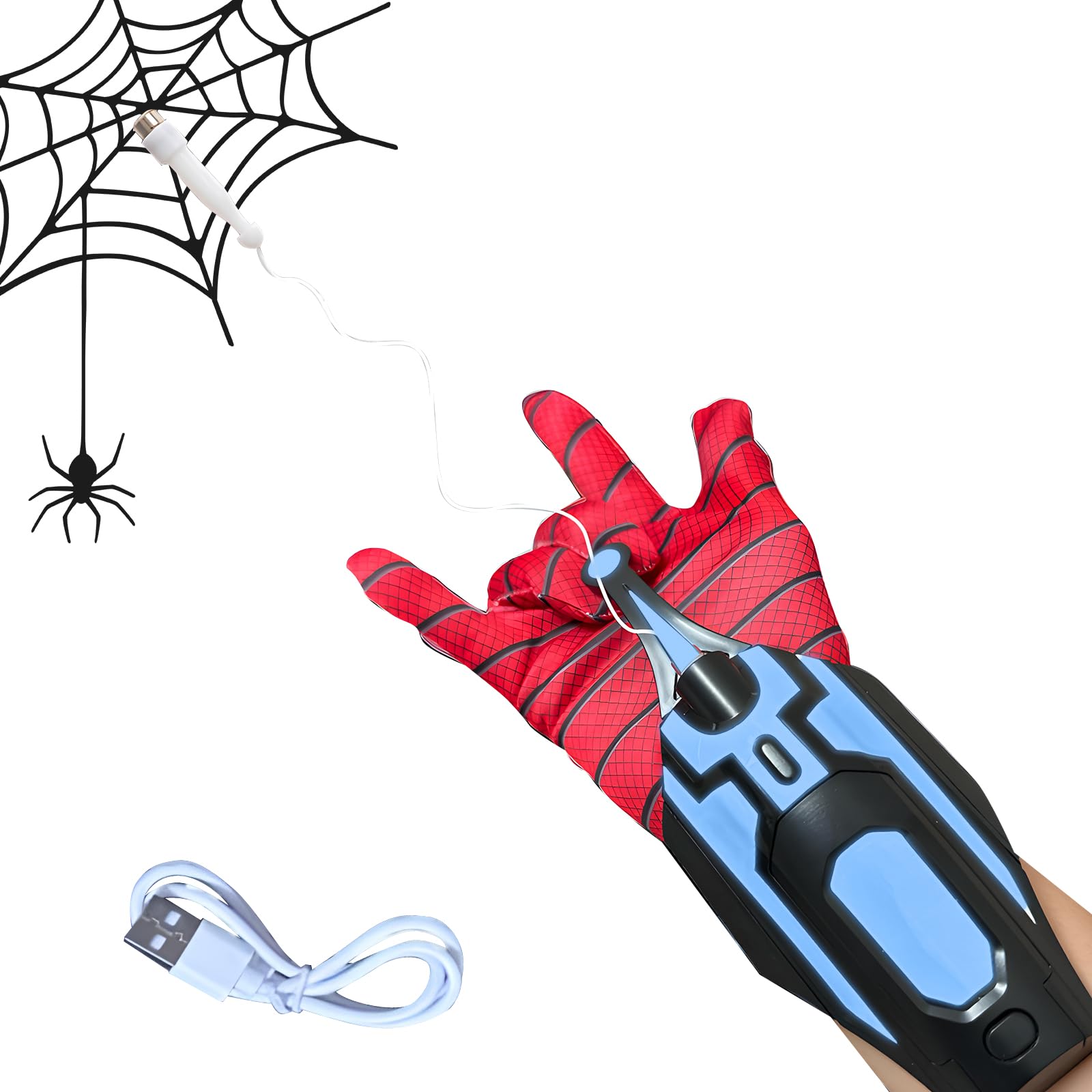 Spider Web Shooter Toys for Kids, 8 FT(2.5m) Spider Web Shooter Launcher String Toy USB Recharger Role Playing Cosplay Funny Educational Toys for Boys Girls