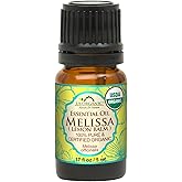 US Organic 100% Pure Melissa (Lemon Balm/Sweet Balm) Essential Oil - USDA Certified Organic, Steam Distilled - W/Euro Dropper (5 ml / 1/6 fl oz)