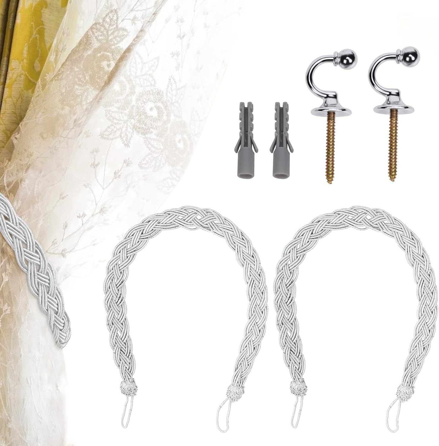 Amazon.de: CINVEED 1er Vorhang Raffhalter Silber Vorhanghalter