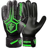 Sportout Goalie Gloves, Goalkeeper Gloves with Finger Protection, Breathable Soccer Goalie Gloves, 4mm Latex, for Kids Youth and Adult