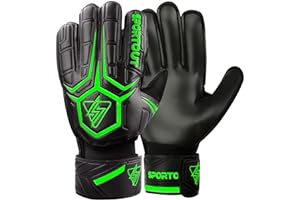 Sportout Goalie Gloves, Goalkeeper Gloves with Finger Protection, Breathable Soccer Goalie Gloves, 4mm Latex, for Kids Youth and Adult