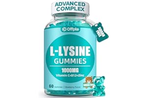 L- Lysine Gummies 1000mg, Sugar Free for Kids and Adults, Chewable L Lysine Supplements with Vitamin C,B12 & Zinc for Lips,Or