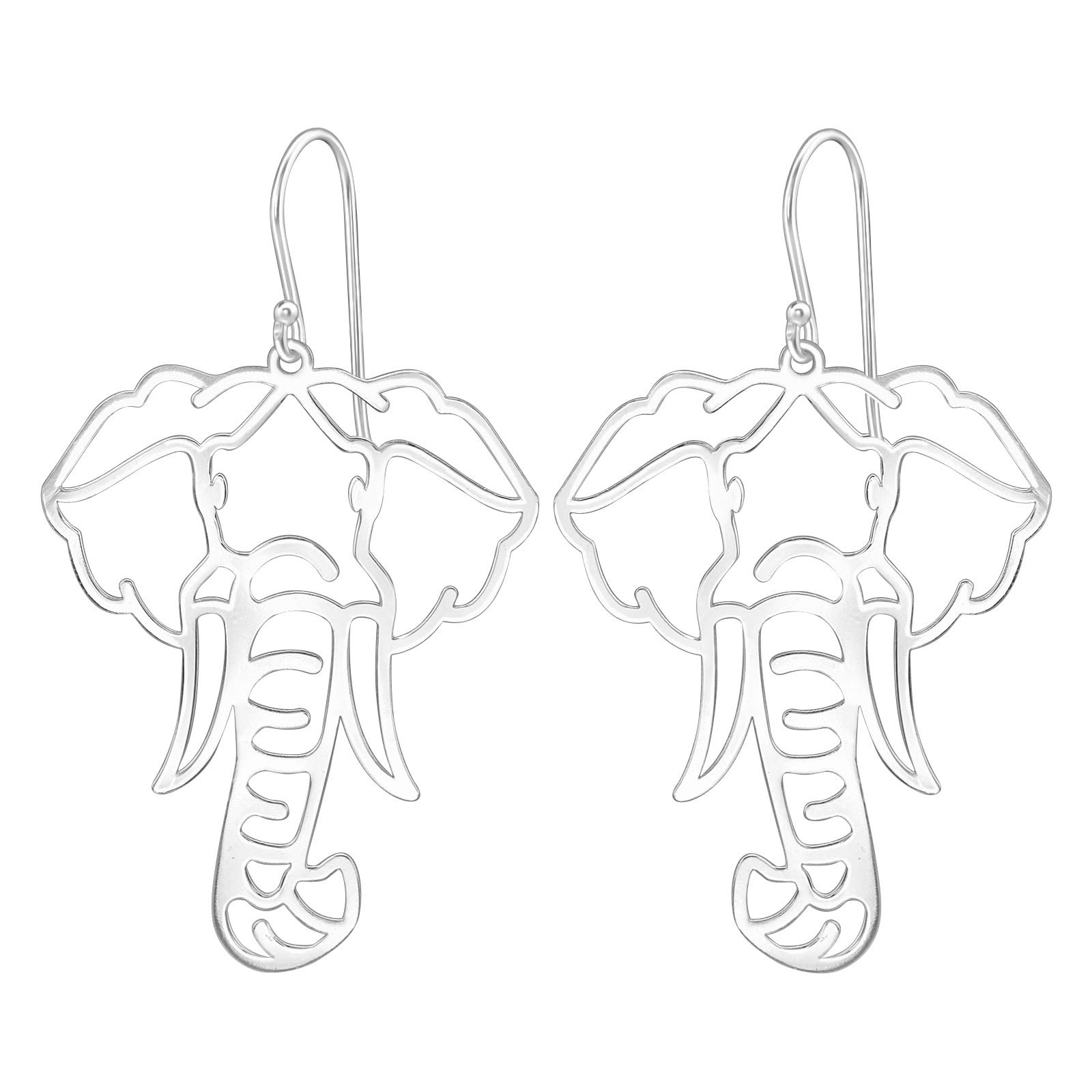 The Rose & Silver Company Women 925 Sterling Silver Laser Cut Elephant Hook Earrings