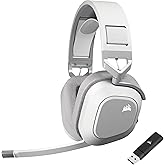Corsair HS80 MAX Wireless 2.4GHz Bluetooth Gaming Headset – Low Latency, Dolby Atmos, SonarWorks SoundID, Broadcast Quality Microphone, High Battery Life – PC, Mac, PS5, PS4, Mobile – White