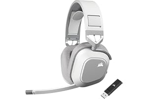 Corsair HS80 MAX Wireless 2.4GHz Bluetooth Gaming Headset – Low Latency, Dolby Atmos, SonarWorks SoundID, Broadcast Quality Microphone, High Battery Life – PC, Mac, PS5, PS4, Mobile – White