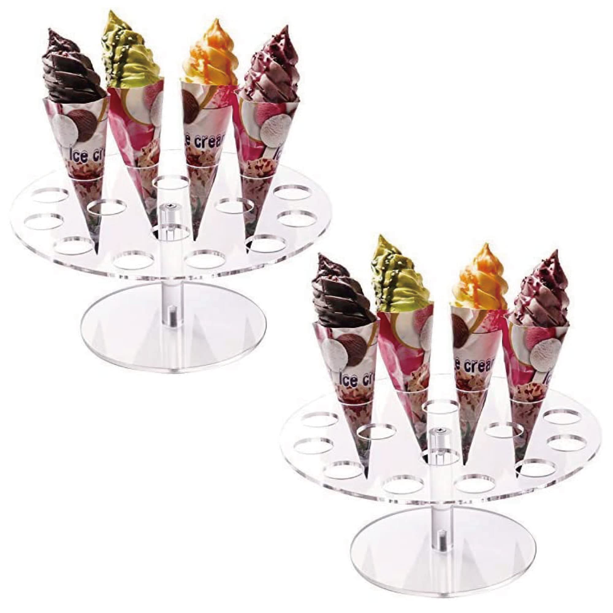 Photo 1 of 2 Pack Ice Cream Cone Holder Stand with 16 Holes, Ice Cream Cone Display Stand Holder, Cupcake Stand, Clear Acrylic Cone Display Stand Weddings Baby Showers Birthday Parties Anniversaries Christmas