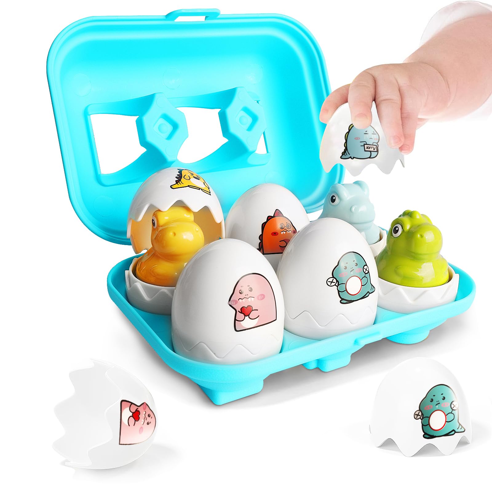 Tinabless Hide & Squeak Dinosaur Eggs, Montessori Sorting & Matching Learning Toys for Toddlers Kids Boys Girls, Easter Basket Stuffers Gifts Party Favors