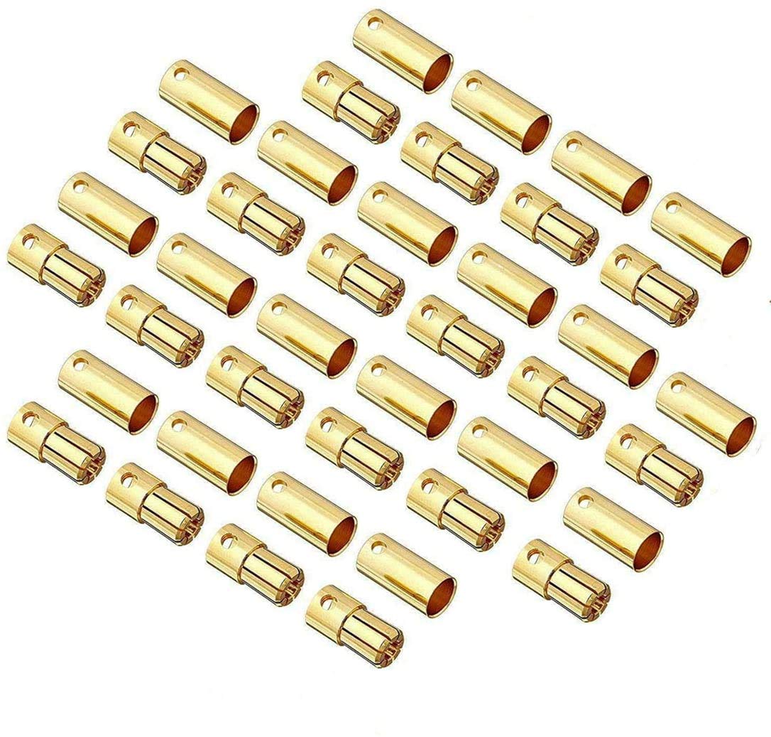 FLY RC 20pairs 6.5mm Gold Plated Male and Female Bullet Banana Connectors Plugs for DIY RC Battery ESC Motor