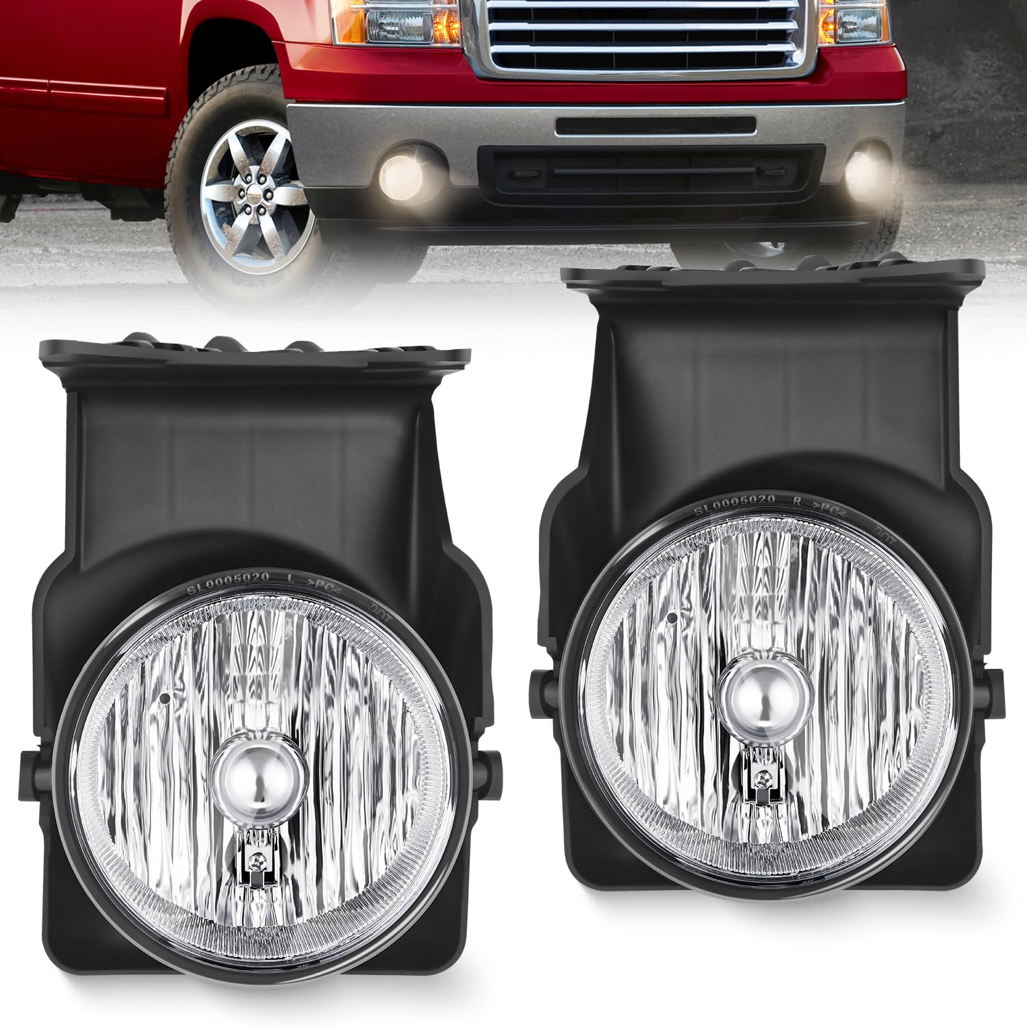Photo 1 of Nilight Fog Lights Assembly Compatible with 2003 2004 2005 2006 GMC Sierra 1500 1500HD 2500 2500HD 3500 Replacement Driver and Passenger Side