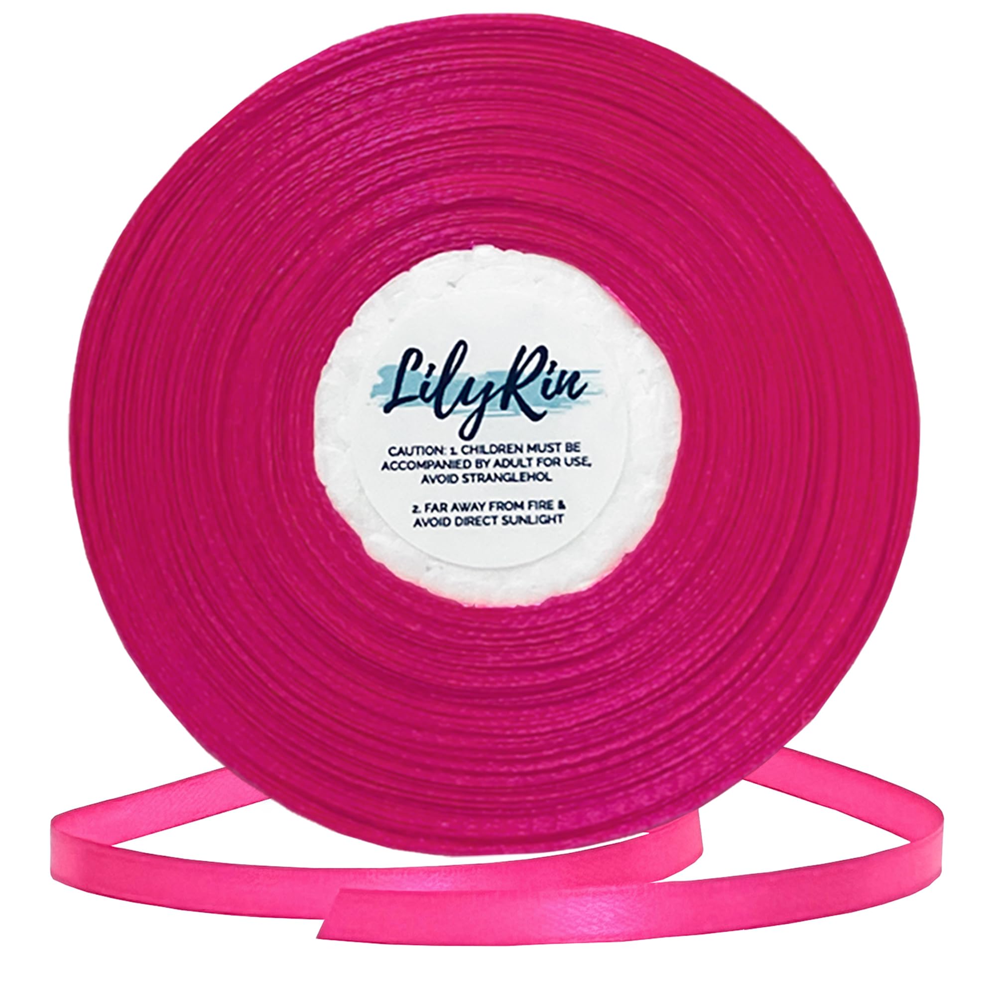 Hot Pink Ribbon 1/4 Inches 36 Yards Satin Roll Perfect for Scrapbooking, Art, Wedding, Wreath, Baby Shower, Packing Birthday, Wrapping Christmas Gifts or Other Projects Neon