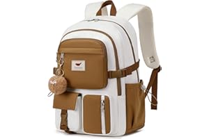 LXYGD Laptop Backpack 15.6 Inch Kids Elementary Middle High School Bag College Backpacks Anti Theft Travel Back Pack Large Bookbags for Teens Girls Women Students (Beige Khaki)