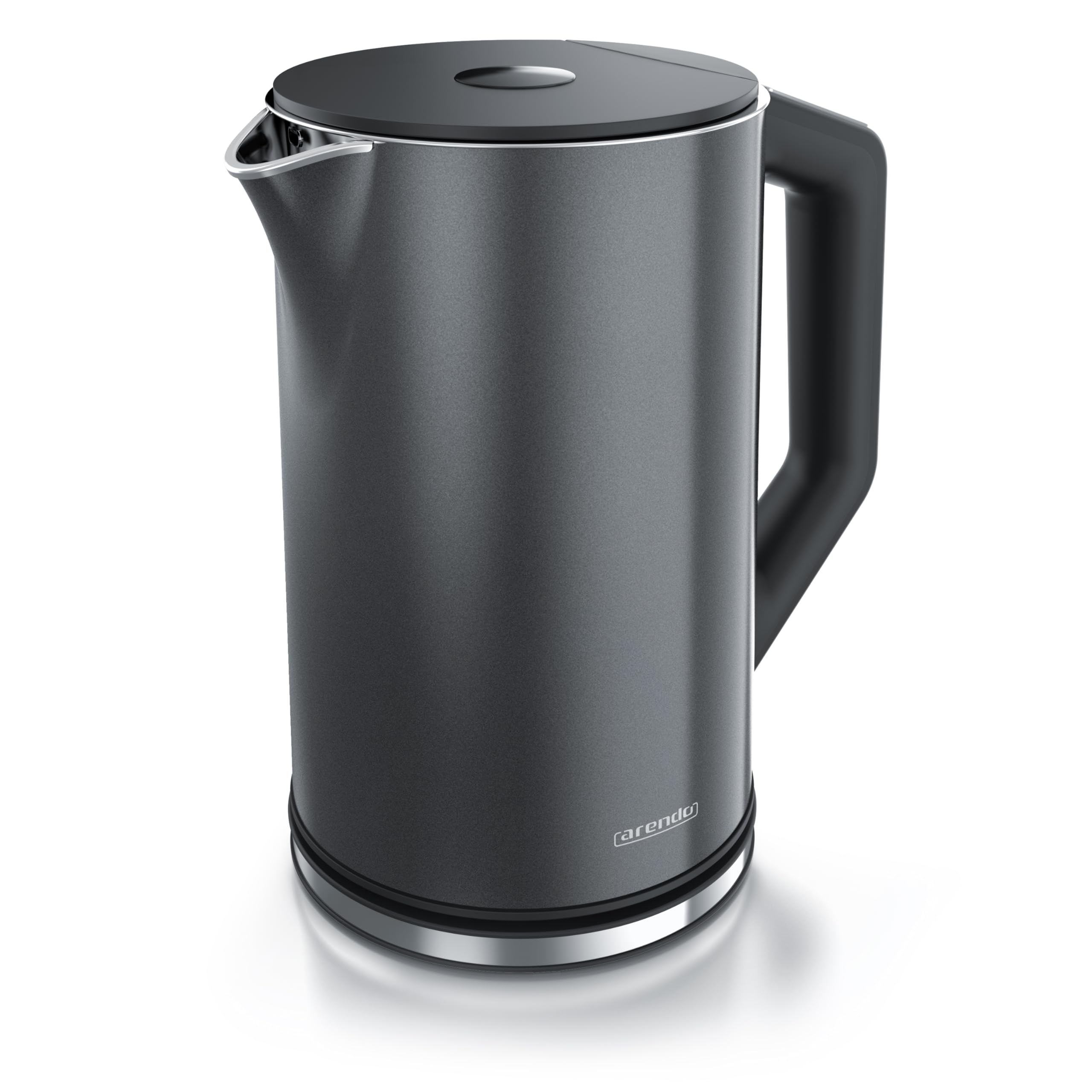 Arendo - Edelstahl Wasserkocher mit Temperatureinstellung 40-100 Grad in 5er Schritten - Doppelwand Design - Modell ELEGANT - 1,5 Liter - 2200 W - Teekocher mit Temperaturanzeige - GS - Pearl Grey