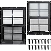 NeatiEase 2 Pack Shed Windows with Black Frame, 12 x 18 Flush Mount Small Window with Tempered Glass and Fiberglass Screen for Shed, Chicken Coop, Playhouse, Household, Garage