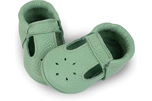 Littlebeemocs Soft Sole Infant, Baby and Toddler Shoes – Elastic T-Strap Italian Leather Baby Moccasin Shoes for Boys and Girls; Crib Shoes to Baby Walking Shoes Handcrafted in Europe