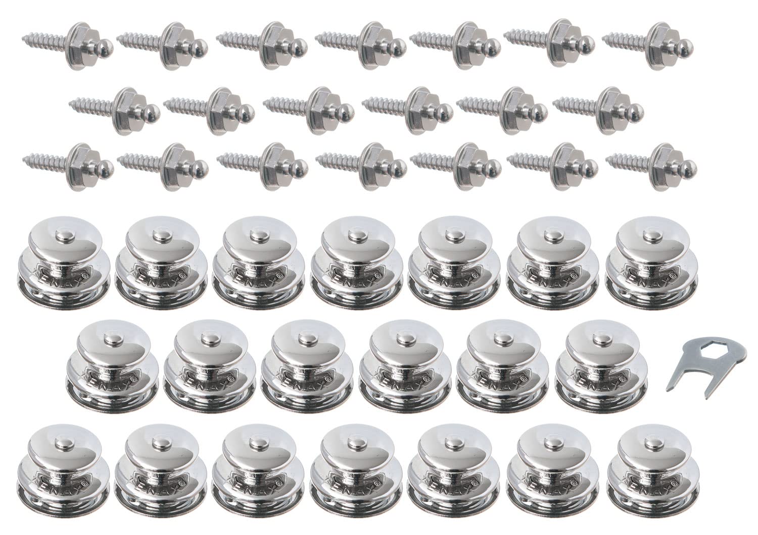 TENAX Pack of 20 Tops, Large + 4.2 x 16 mm Tapping Screws + Key