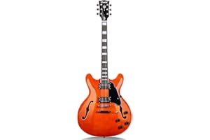 Redid Semi-Hollow Body Electric Guitar RD-100 Jazz Guitar with F-Hole,Maple neck,humbucker Pickups(Orange)