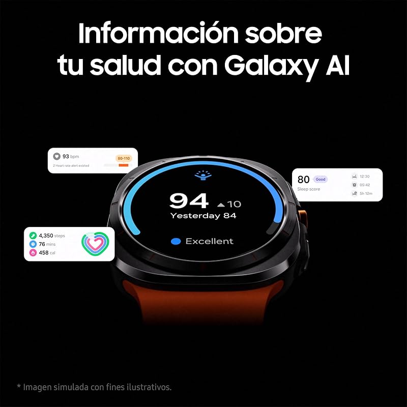Samsung galaxy watch ultra lte 47 mm + carregador - smartwatch, monitoramento de saúde, rastreamento esportivo, cinza escuro (versão em espanhol)