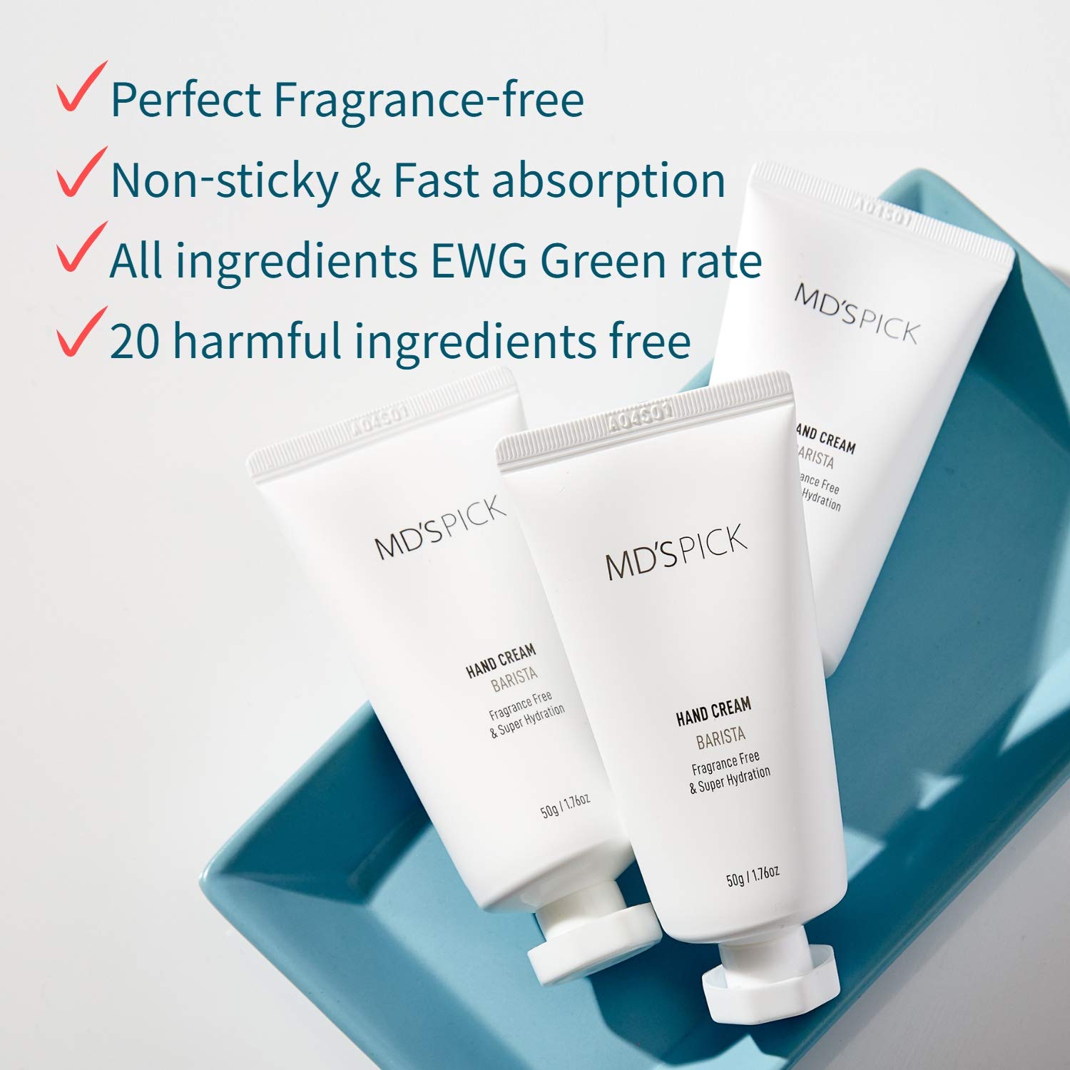MD'S PICK Barista Hand Cream - Perfect Fragrance Free, Non-sticky, for Dry Cracked Working Hands of Women & Men, Unscented Hand Lotion for Women I Travel Size 1.76 oz Tube (pack of 1) : Beauty