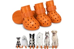 SPARKLETOPPERS Dog Shoes Non-Slip Waterproof Sandals for Hot Pavement Winter, Breathable Perforated Boots (Orange, Size 7: (3.14’’x2.56'')(L*W)(4XL))