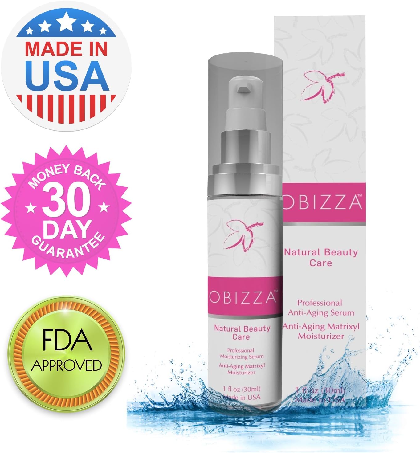 Anti Aging Serum with Matrixyl 3000 and Argireline, Vitamin C+E, Hyaluronic Acid and Shea Butter | Rejuvenate Dry, Damaged and Wrinkled Skin with Hyaluronic Acid, Shea Butter and Peptides Proven to Fight Signs of Aging | Boost Collagen | Reducing the Appearance of Wrinkles | Repair Dry and Damaged Skin | Keep Skin Hydrated, PLUMPED, and Young Looking Day & Night | Unique blend of beneficial ingredients that rejuvenate & fight wrinkles | Obizza Inc. is the ONLY authorized seller of this Serum | 30 ml Bottle, Made in the USA