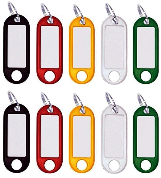M&H-24 Schlüsselanhänger beschriftbar zum Beschriften, Schlüsselschilder zum beschriften mit Ring auswechselbare Etiketten in