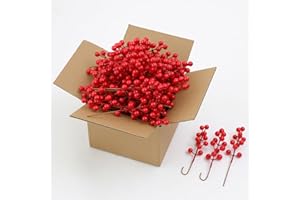 mizii Christmas Tree Decorations 50Pcs Artificial Red Berry Stems 8in Berry Picks Holly Berries Branches for Christmas Decor Xmas Winter Holiday Home DIY Ornaments (Red)
