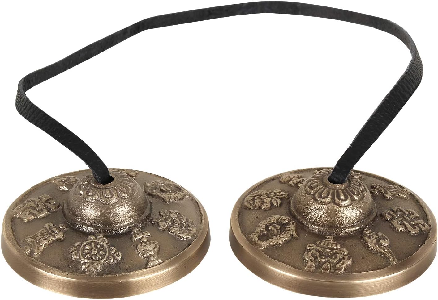 'Zap Impex Tingsha Tibetan Style Meditation Bell 2.1 8 Lucky Symbols Embossed, Bronze
