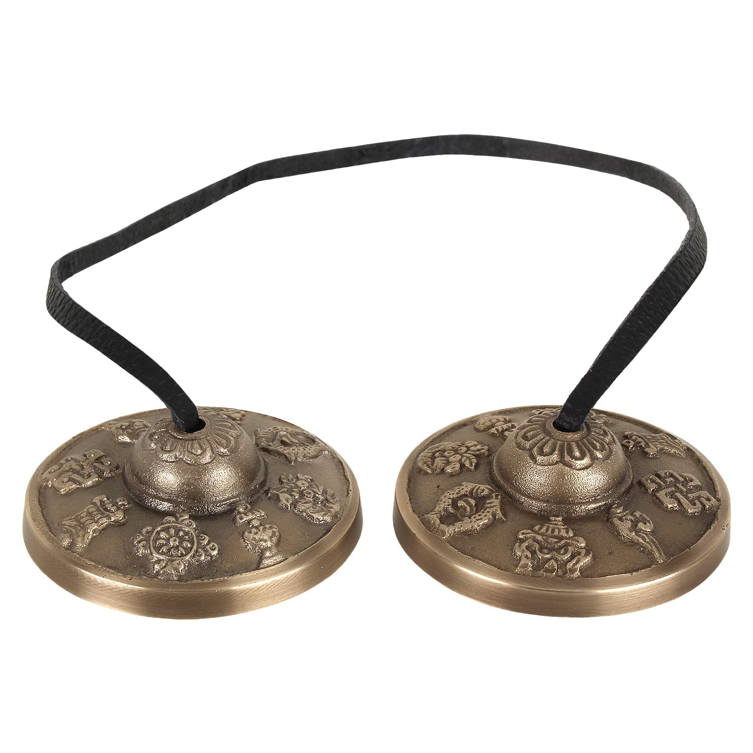 'Zap Impex Tingsha Tibetan Style Meditation Bell 2.1 8 Lucky Symbols Embossed