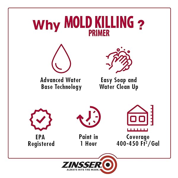 QT ZINSSER 276087 WHITE MOLD KILLING PRIMER WATER-BASED MOLD KILLING PRIMER