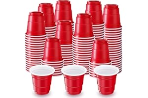 Yetene 500 Pack 2oz Halloween Red Plastic Shot Glasses Cup Disposable Shot Glasses Mini Small Disposable Plastic Red Cup for Halloween Christmas Party Snacks Samples Tasting