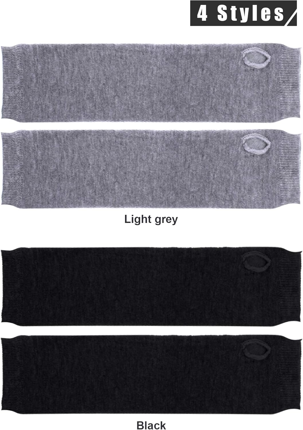 Bememo 4 Pairs Punk Gothic Long Fingerless Gloves Halloween Knitted Arm Warmer Elbow Length Gloves Thumb Hole Gloves (Black, Light Grey) at  Women’s Clothing store