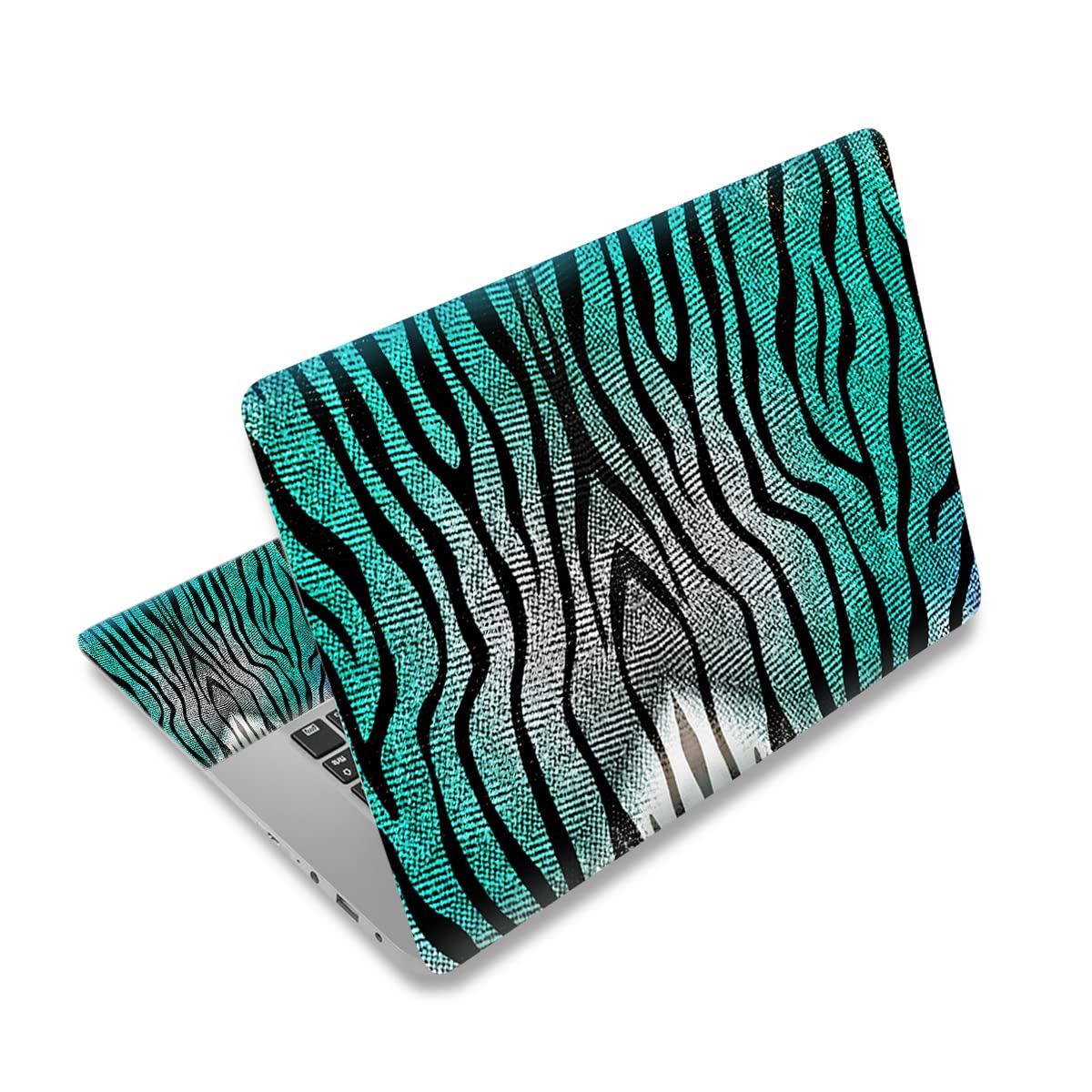 NXZGO 12.1 13 13.3 14 15.4 15.6 Inch Laptop Skin Decal, Laptop Skins Stickers Decals for Notebook PC, Universal Reusable Vinyl Laptop Cover Sticker, Waterproof Art Protector I Green Zebra Pattern