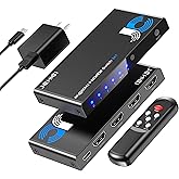 JCHICI HDMI Switch 3 in 1 Out, 4K@60Hz Switcher Splitter, Auto-Switching HDMI 2.0 Switcher with Remote, HDCP 2.2/HDR/3D, Works with PS5/PS4/Switch/Xbox/PC
