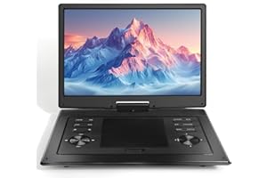 PJGCWB 17.9” Portable DVD Player with 15.6” Large HD Screen, 4-6Hours Rechargeable Battery, Dual Speakers, Region Free, Remote Control, Support Multiple Disc Formats Sync TV, USB/SD, Black