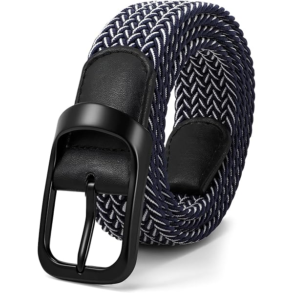 LEACOOLKEY 2 Pack Stretch Belts for Men Elastic Woven Braided Belt